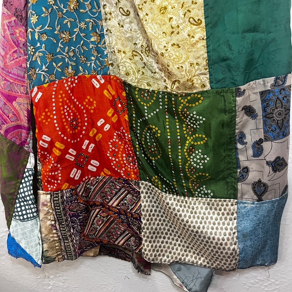 Patchwork Silk patchwork Wrap Skirt GreaterGood Boho Maxi Colorful One Size L‎ - Picture 3 of 15